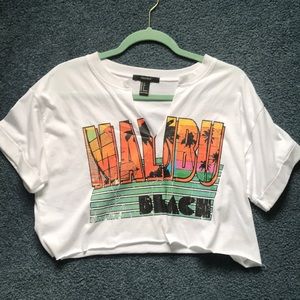 White Forever 21 Malibu Beach crop top